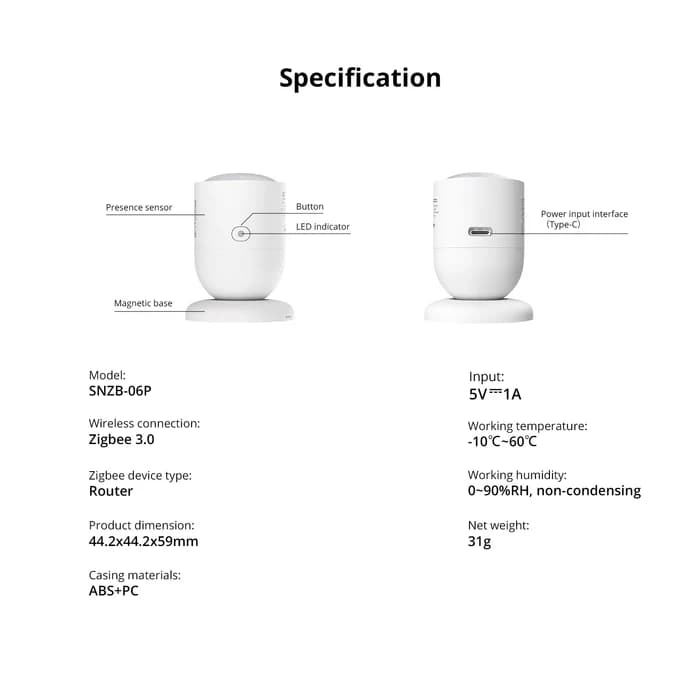 SONOFF Zigbee Human Presence Sensor | SNZB-06P thumbnail 4