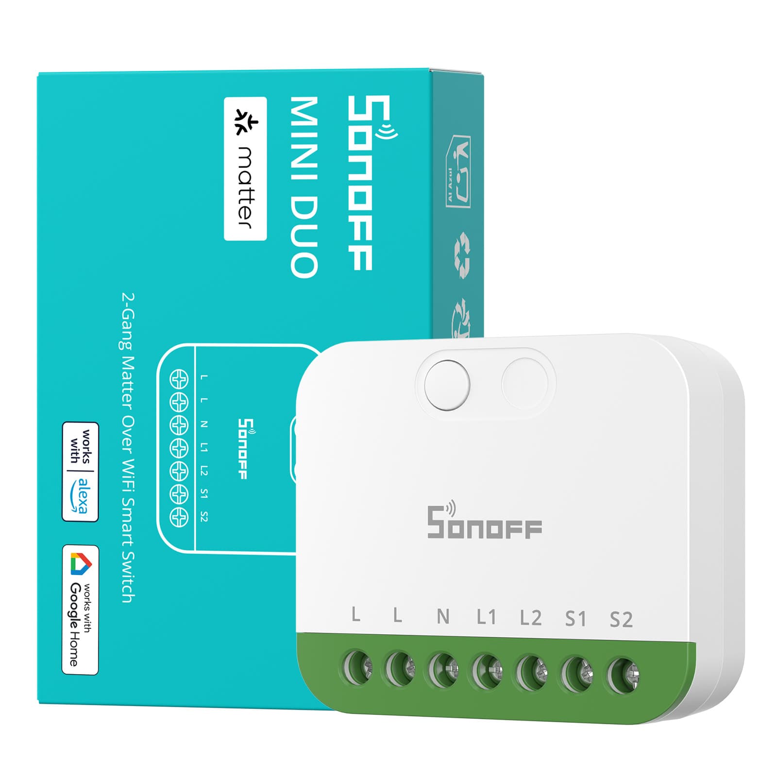 SONOFF MINI DUO 2-Gang Matter Over WiFi Smart Switch | MINI-2GS thumbnail 3