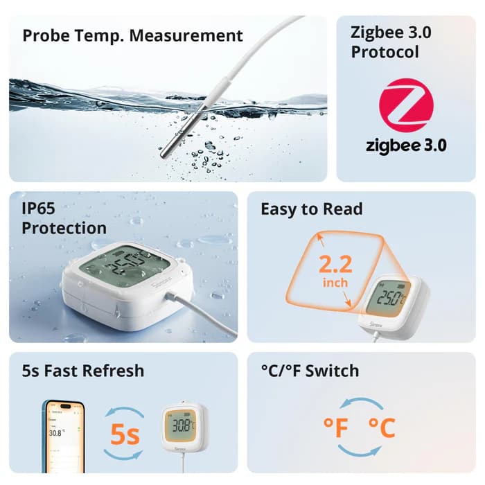 SONOFF SNZB-02LD IP65 Zigbee LCD Smart Thermometer (Probe Version) thumbnail 4