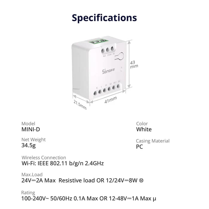 SONOFF MINI Dry Wi-Fi Smart Switch | MINI-D thumbnail 3