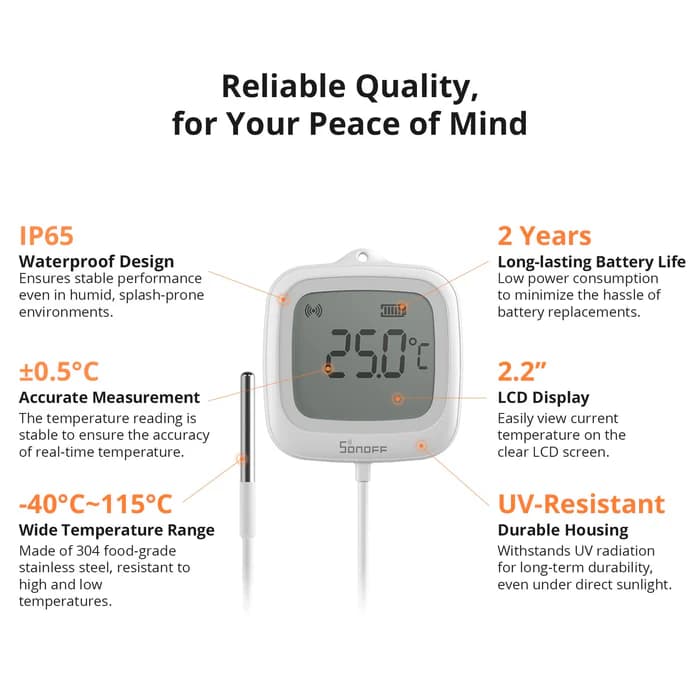 SONOFF SNZB-02LD IP65 Zigbee LCD Smart Thermometer (Probe Version) thumbnail 7
