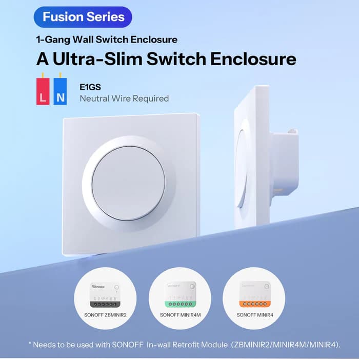 SONOFF Fusion Series 1-Gang Wall Switch Enclosure | E1GS/E1GSL thumbnail 3