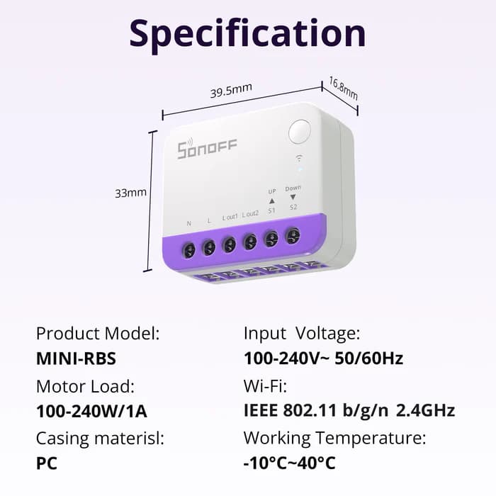 SONOFF Smart Roller Shutter Switch | MINI-RBS thumbnail 2