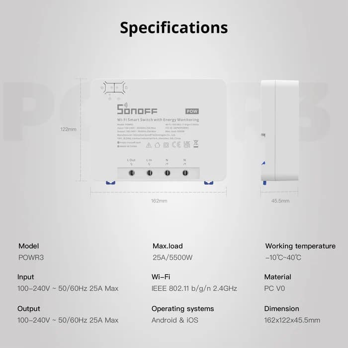 SONOFF POWR3 High Power Smart Switch thumbnail 6